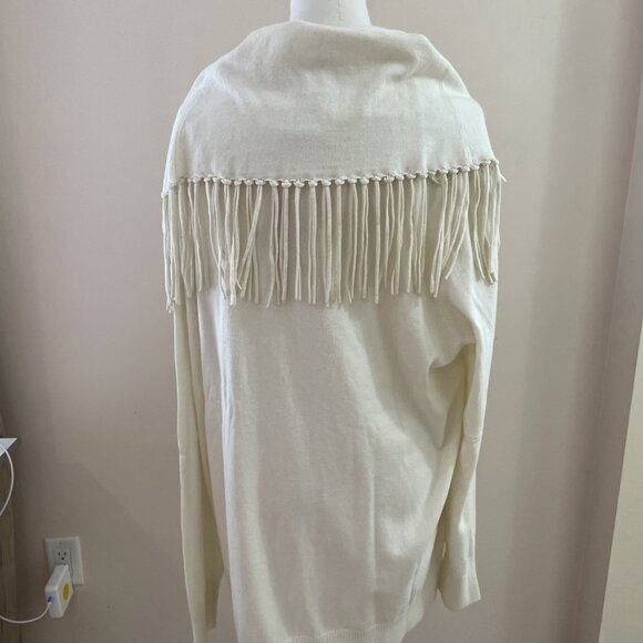 MICHAEL Michael Kors Fringe Cowl Neck Sweater Plus Size 3X Ivory Cozy Boho NWT - Picture 3 of 10